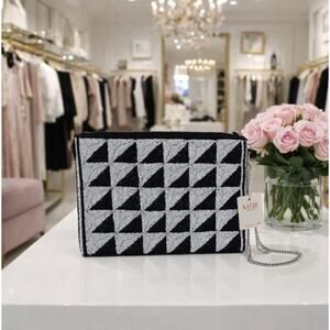 Kay Lee Beaded Black & White Crossbody Bag NWT